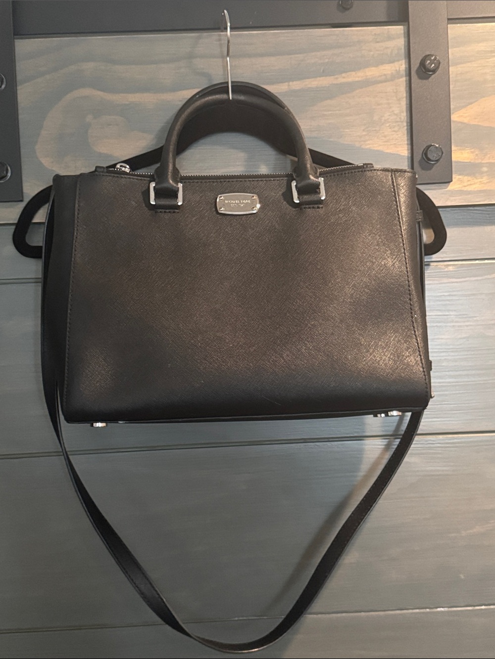 Michael Kors Black Saffiano Leather Satchel Crossbody Bag
